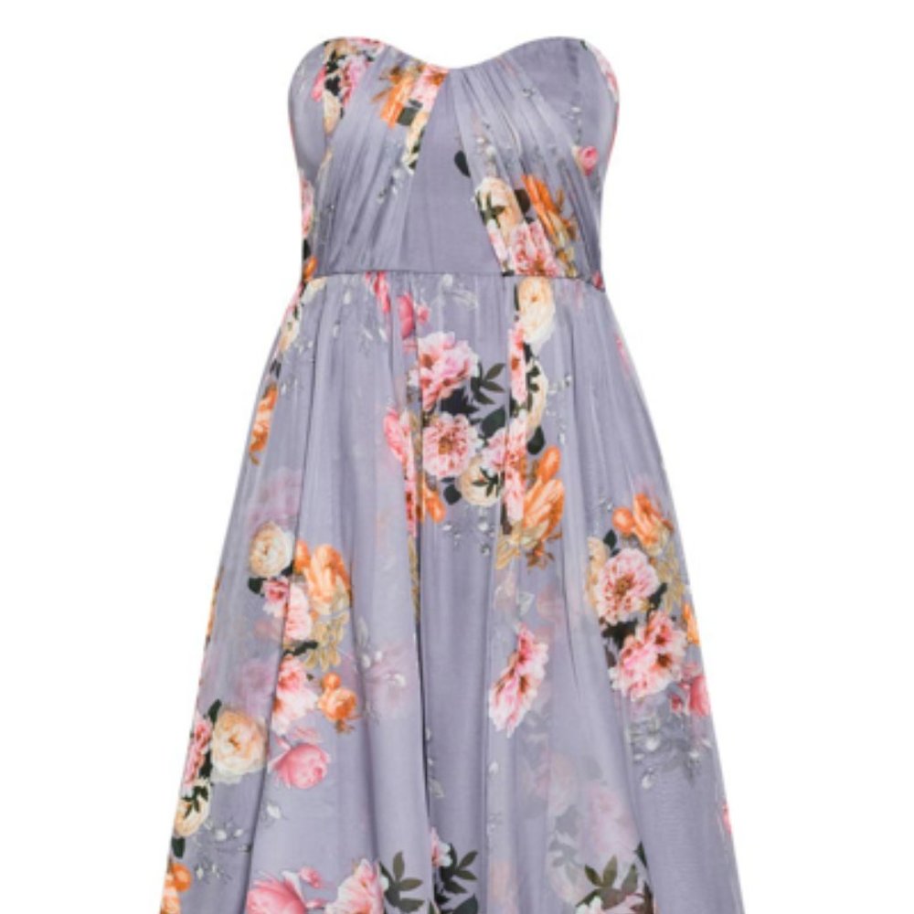 Plus-Size Floral Strapless Maxi Formal Dress - Never worn, new w/tags